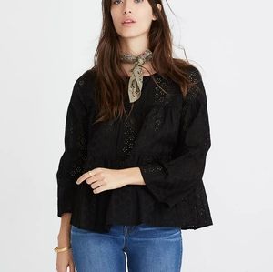 Madewell Eyelet tiered button back top